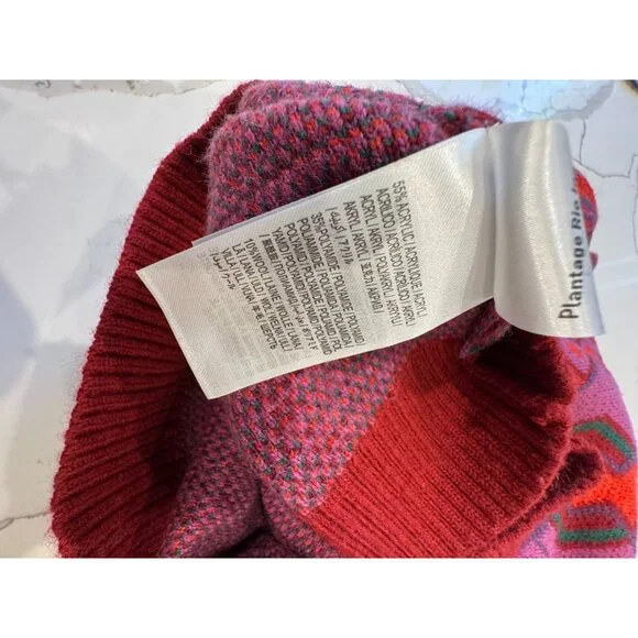 Farm Rio Crewneck Balloon Sleeve Sweater in Red Size L - Picture 4 of 4